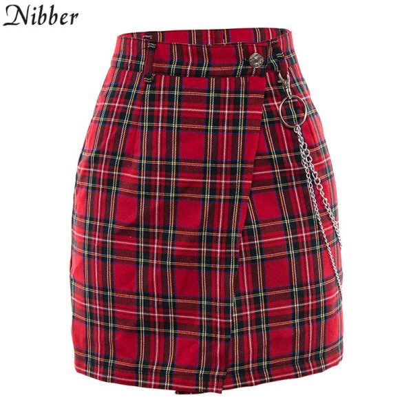 Nibber spring Vintage red Plaid mini skirts Women summer fashion office lady club party casual short pleated skirts mujer - Image 7