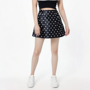 Summer New Items Wave Dot Contrast Color A-line Skirts For Women Temperament Celebrity Hip Wrap Skirt Female