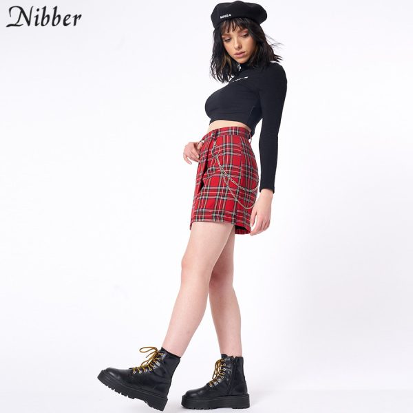 Nibber spring Vintage red Plaid mini skirts Women summer fashion office lady club party casual short pleated skirts mujer - Image 4